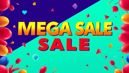 Mega Sale banner, simple bold design  Vector illustration,  social media template,  illustration