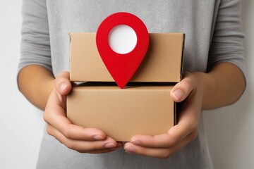 Secure Package Delivery Tracking Location GPS Hands Holding Cardboard Boxes