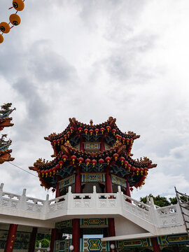 Lanterns and temple roof geometry, Thean Hou Temple, Malaysia