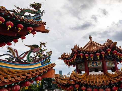 Dragon and phoenix on temple corner, Thean Hou Temple, Malaysia