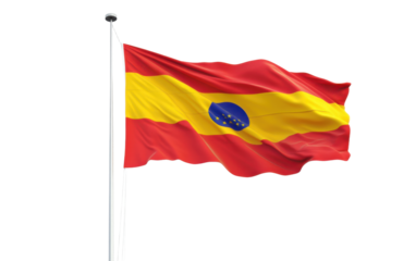 Red and yellow flag with a blue circle in the middle