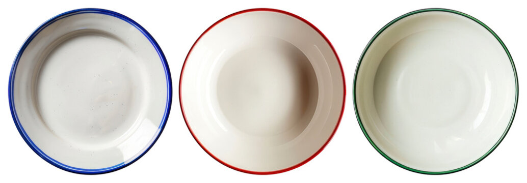 PNG Colorful vintage enamelware bowls, element set on transparent background