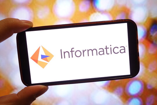 Konskie, Poland - February 22, 2025: Informatica company logo displayed on mobile phone