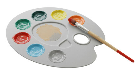 Isolated Art Palette with Brush