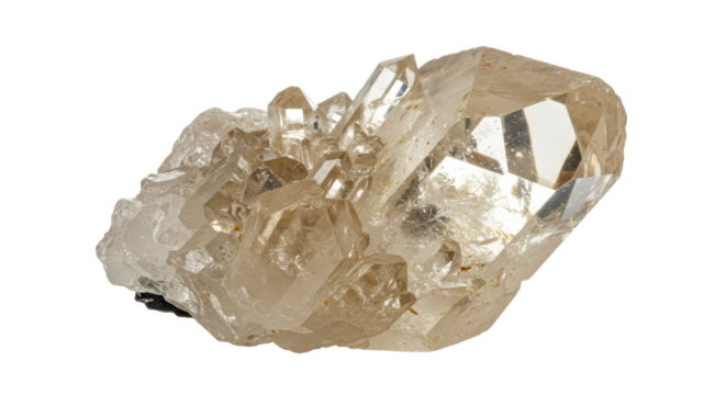 Isolated cluster of raw quartz crystals