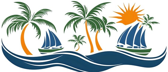 Obraz premium Tropical Sailing Vacation Scene