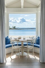 Fototapeta premium Coastal dining nook with ocean view (1)