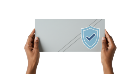 Isolated Hands Holding Shield with Check Mark