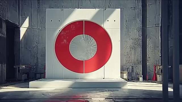 Abstract industrial structure with red circle design for background video