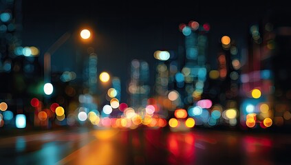 Blurry night city lights, bokeh effect