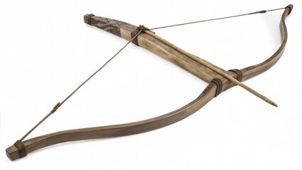 Obraz premium Ancient Wooden Bow Isolated on White 