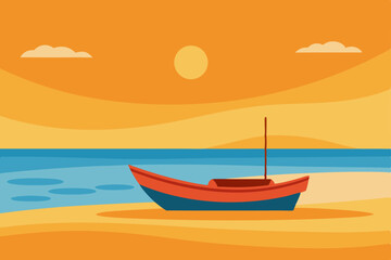 Naklejka premium boat at sunset