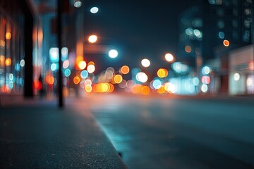Blurred city street at night, bokeh lights
