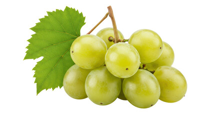Isolated Green Grapes with Leaf