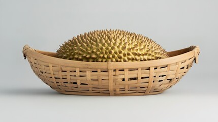 Obraz premium Durian in a handcrafted bamboo basket