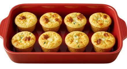 Isolated Mini Quiches in Baking Dish