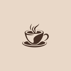 Minimalist Coffee Cup Icon – Cafe Logo Vector Design