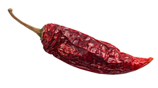 Dried red chili pepper isolated on a white background ready for culinary usage in spices isolated on white transparent background