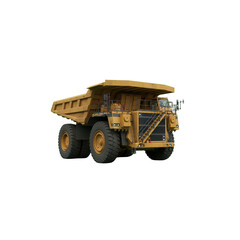 A large, yellow heavy-duty dump truck or haul truck used in mining and large construction projects.