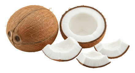Isolated Fresh Coconut with Slices