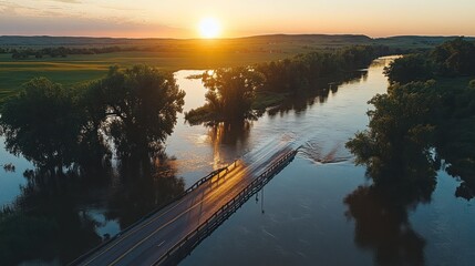 Scenic River Bridge at Sunset