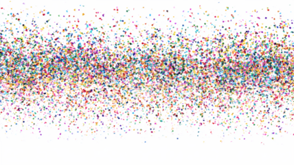 Artistic abstract design with confetti and cyan background digital graphic illustration isolated on white transparent background