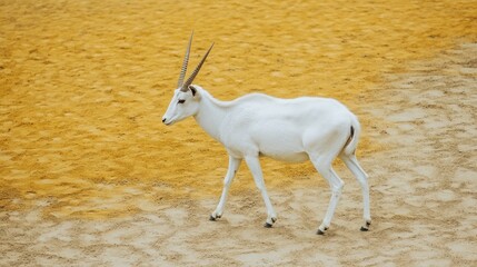 White antelope on sandy ground