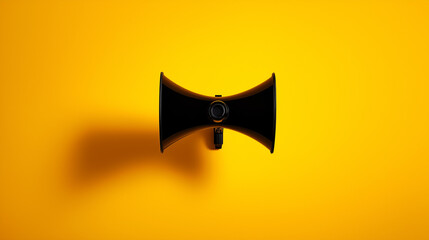 Yellow megaphone as bold communication symbol, centered on matching background. Power of clear and direct messaging.