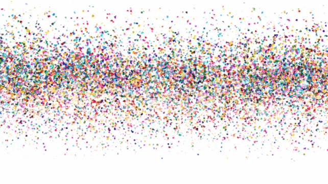 Artistic abstract design with confetti and cyan background digital graphic illustration isolated on white transparent background