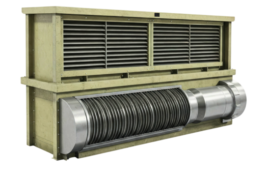 Industrial air conditioning unit for efficient cooling isolated on a transparent background