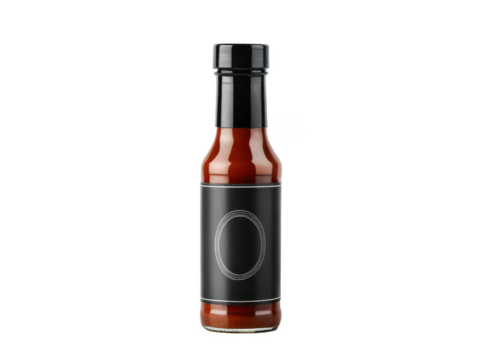 Branded sauce bottle png sauce packaging png branded condiment bottle png labeled sauce container png glass sauce jar png transparent background image