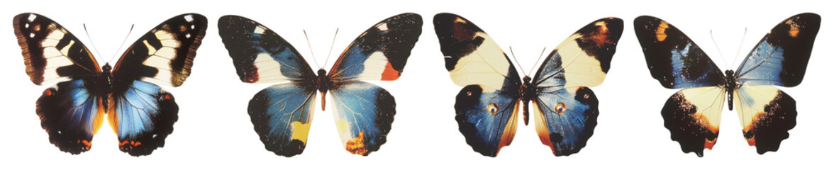 Naklejka premium PNG Colorful butterflies in symmetrical display, element set on transparent background