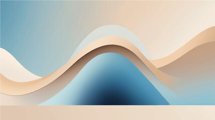 Abstract minimalist Artwork Featuring Smooth Gradient From Blue To Beige.