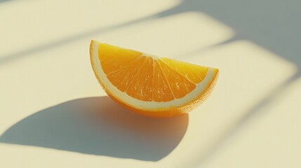Fresh orange slice close-up.  Sunlight highlights the vibrant citrus
