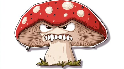 Angry mushroom cartoon illustration