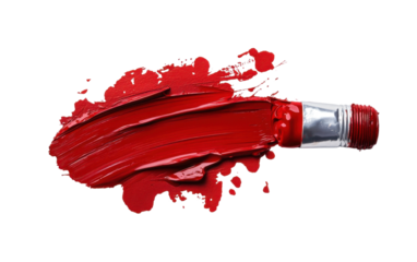 Red brush with red paint on it