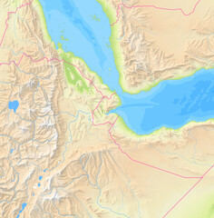 Fototapeta premium Map of Djibouti and surrounding countries without any labels