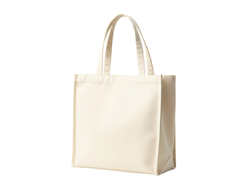 Blank off white tote bag isolated on transparent background