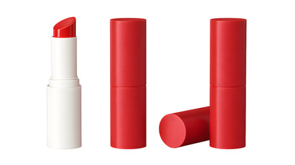 lipstick tube open and closed, white background