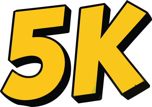 Here's your title with only the first letter capitalized:

Bold yellow 5k graphic design element perfect for social media posts, celebrations, and milestones, representing achievement and growth