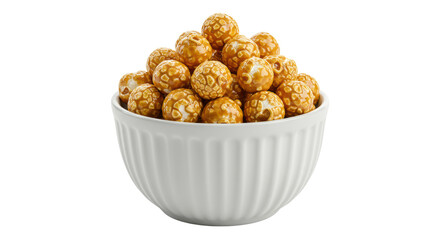 Isolated Bowl of Caramel Popcorn