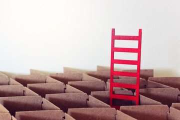 A ladder standing out from a closed labyrinth, marking the way up