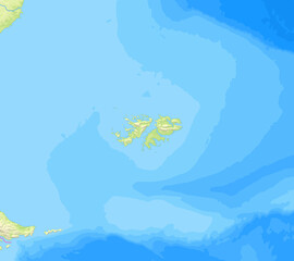 Map of the Falkland Islands and surrounding countries without any labels