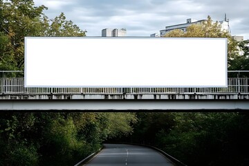 Obraz premium Outdoor Public Advertising on Metal Bridge with Large Display Board