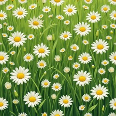Bright daisies in a sunlit meadow create a cheerful and vibrant atmosphere filled with life and natural beauty