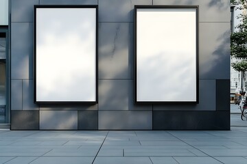 Two Blank Advertising Billboards on the Wall as Mockup for Urban Promotion