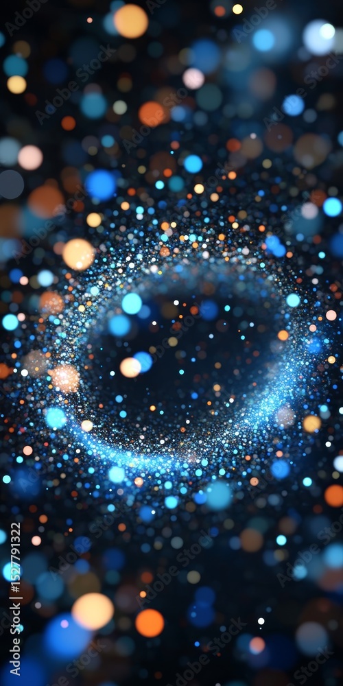 Poster dynamic abstract visualization of vibrant multimedia streams of light and swirling data particles