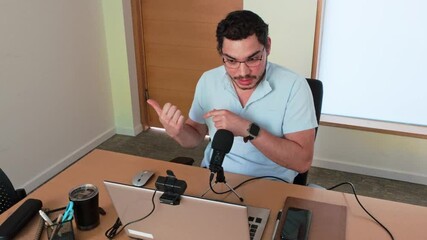 Young Man Creating Business Podcast for Social