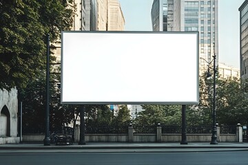 Fototapeta premium White Blank Billboard on the Street for Advertising in a High-Traffic Location