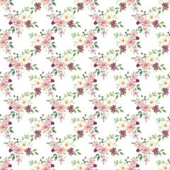 Seamless floral pattern minimalist repeating floral background with watercolor flowers. Fabric wallpaper print texture. Perfectly for backdrop, wrapped paper.